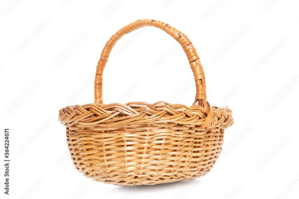 Wicker basket isolated on white background