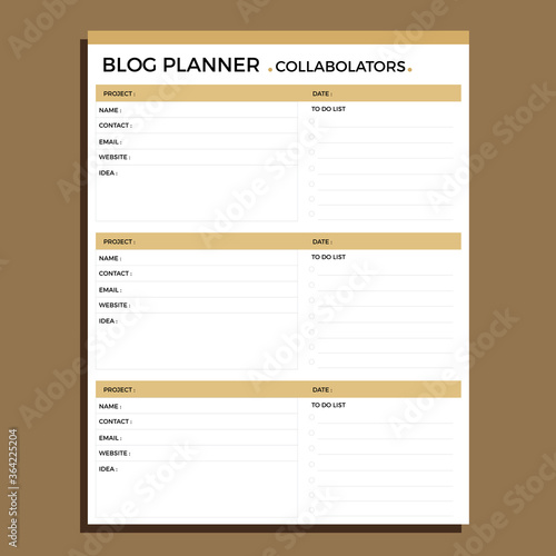Blog planner, collabolators content