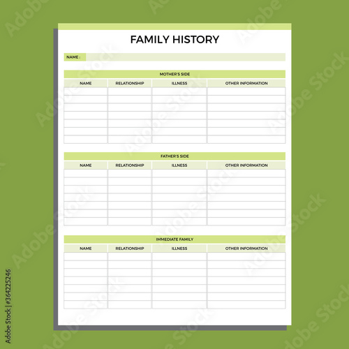 Heakthy planner, Medical Family history planner