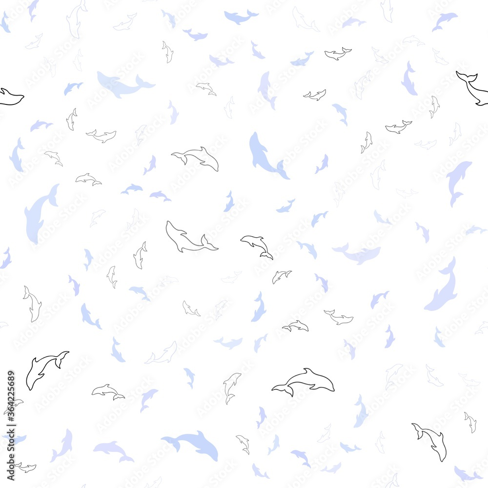 Light Purple vector seamless texture with dolphins. Shining illustration of colorful gradient sea dolphins. Pattern for wildlife ad, booklets. Light Purple vector seamless texture with dolphins. Shining illustration of colorful gradient sea dolphins. Pattern for wildlife ad, booklets.