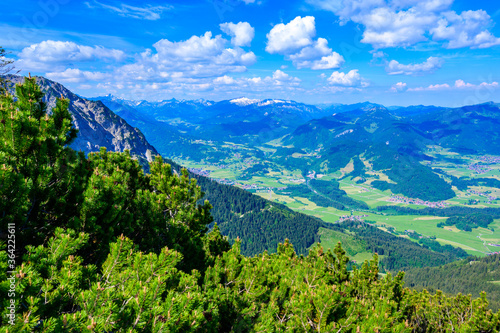 Hiking to the Entschenkopf Mountain, beautiful mountain scenery of Allgaeu Alps, at Fischen im Allgaeu and Oberstdorf, Bavaria, Germany
