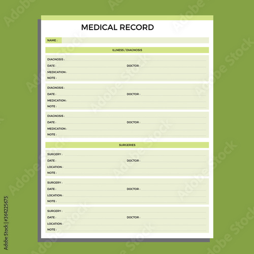 healthy planner, medical record