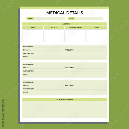 Health planner, medical details