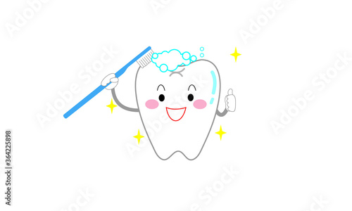 「歯磨きをしっかりしようね」と伝える歯のキャラクター