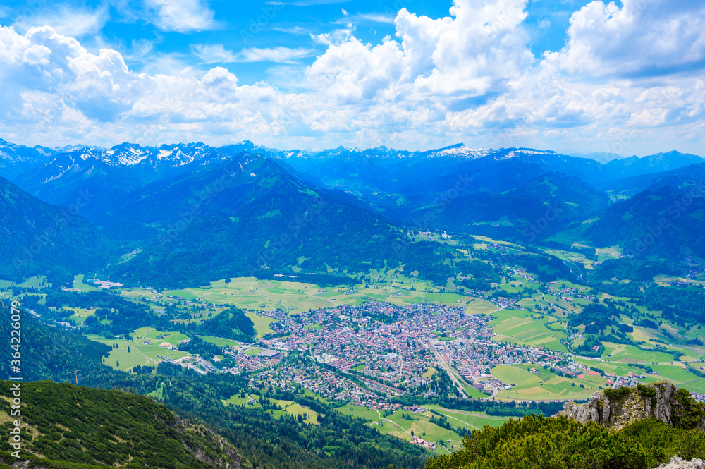Oberstdorf - Mountain Village in Bavaria, beautiful mountain scenery of Allgaeu Alps, Germany