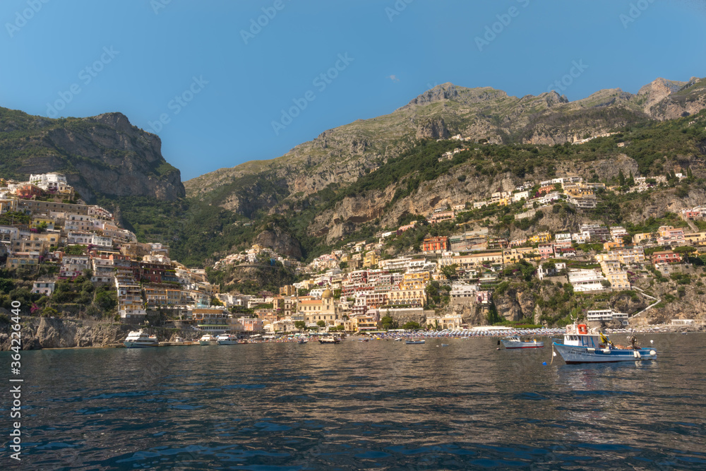 One of the best Italian landscapes, Amalfitan coast with the city of Positano, Campania, Italy.