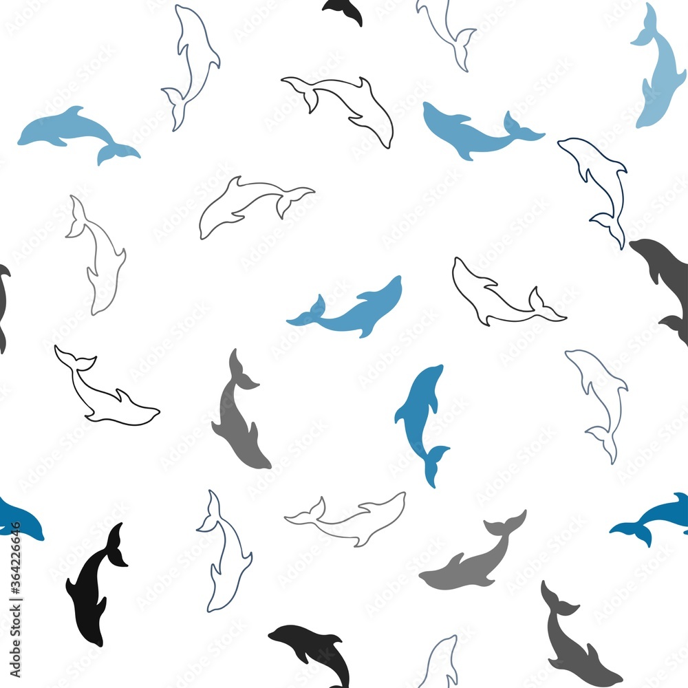 Dark BLUE vector seamless pattern with sea dolphins. Isolated sea dolphins on white background. Pattern for websites of animals. Dark BLUE vector seamless pattern with sea dolphins. Isolated sea dolphins on white background. Pattern for websites of animals.