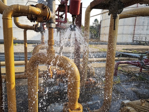 Machinery error Causing the fire extinguishing system to inject water out To prevent fire.