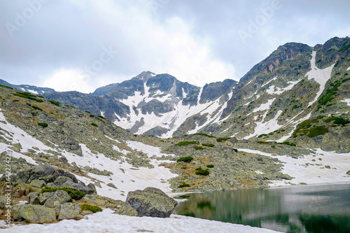 Fototapeta Naklejka Na Ścianę i Meble -  Ice Lake in the Snowy Mountains in Summer 3
