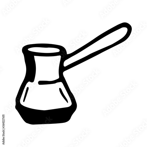 Cezve. Hand drawn vector illustration in doodle style, isolated on a white background.