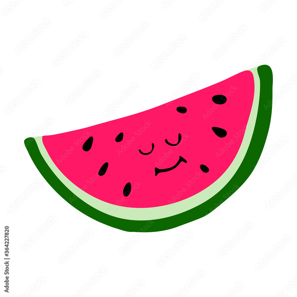 Watermelon slice. Hand drawn vector illustration, isolated on a white background. Watermelon slice. Hand drawn vector illustration, isolated on a white background.