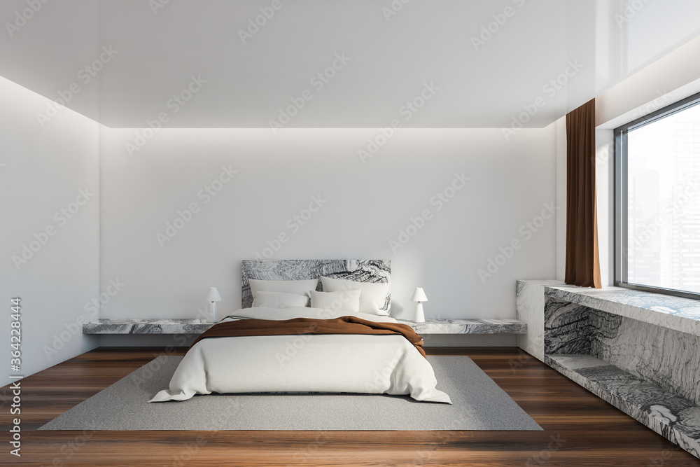 White and marble master bedroom interior Stock Illustration | Adobe Stock