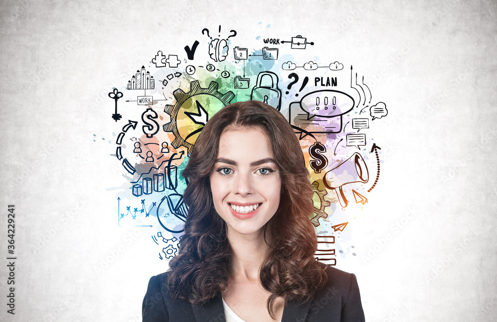 Fototapeta premium Smiling young woman and her business goal