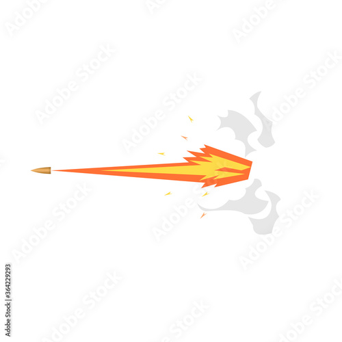 Gun shot. Shot with fire and smoke, vector illustration
