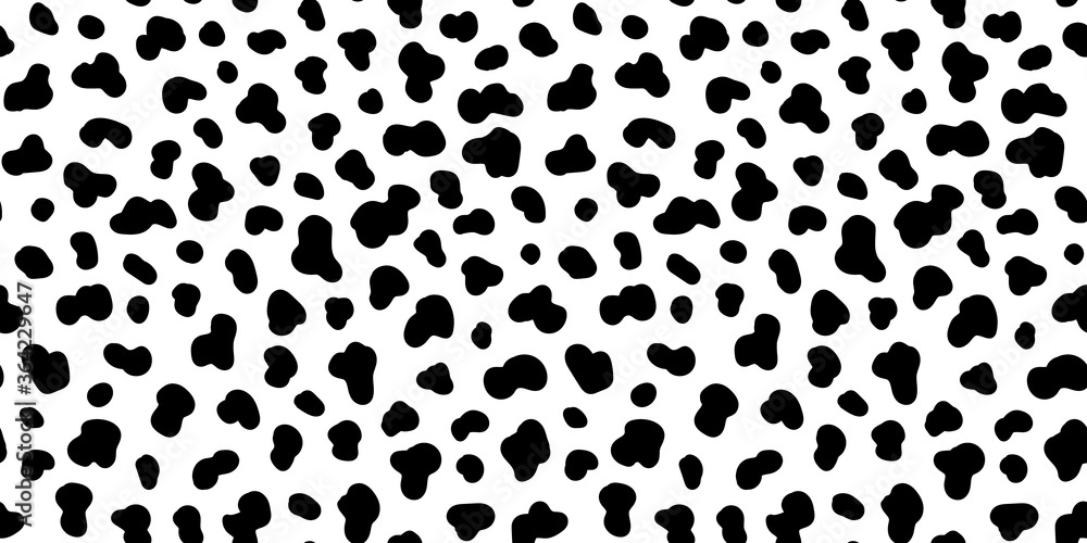 Dalmatian dog skin texture seamless pattern. Black and white spotted  background. Animal print design. Vector illustration. Stock Vector | Adobe  Stock