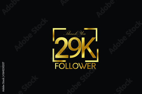 29K, 29.000 Follower Thank you Luxury Black Gold Cubicle style for internet, website, social media - Vector