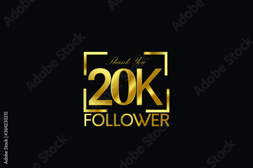 20K, 20.000 Follower Thank you Luxury Black Gold Cubicle style for internet, website, social media - Vector