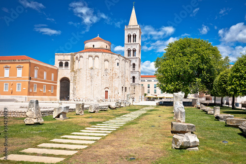 Zadar historic square and cathedral of st Donat view