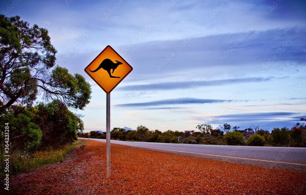 Australian Roo Sign Roo Sign. A typical scene when driving in the outback in Australia ...