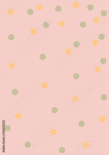 Multicolored dot background. Pastel pink, green, and yellow polkadot. Cute, girly, simple, minimalistic background for your brand with empty space for text or name. Image illustration drawing