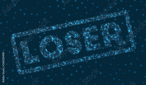 Loser word in digital style. Glowing geometric loser badge. Creative vector illustration.