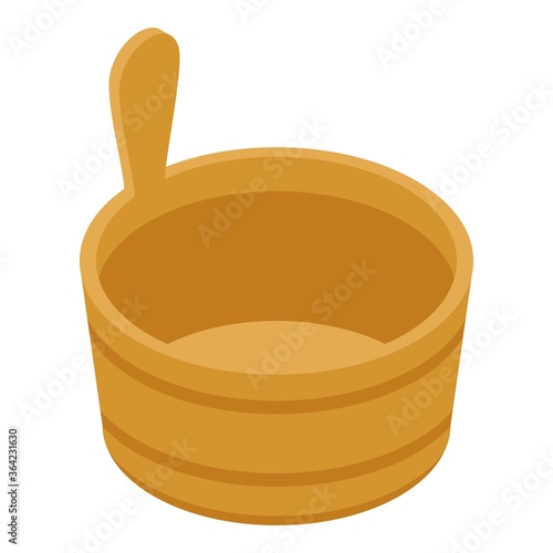 Sauna wood bucket icon. Isometric of sauna wood bucket vector icon for web design isolated on white background