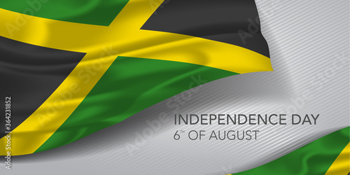 Jamaica happy independence day greeting card, banner with template text vector illustration