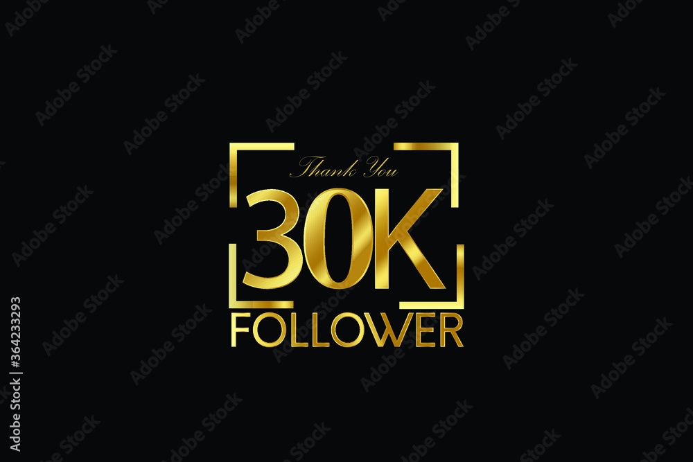 Fototapeta premium 30K, 30.000 Follower Thank you Luxury Black Gold Cubicle style for internet, website, social media - Vector