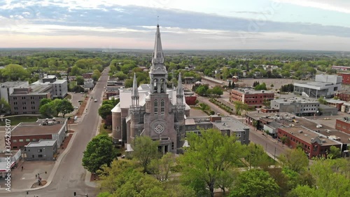 Downtown Saint-Jérôme, Quebec Main Square Aerial photo