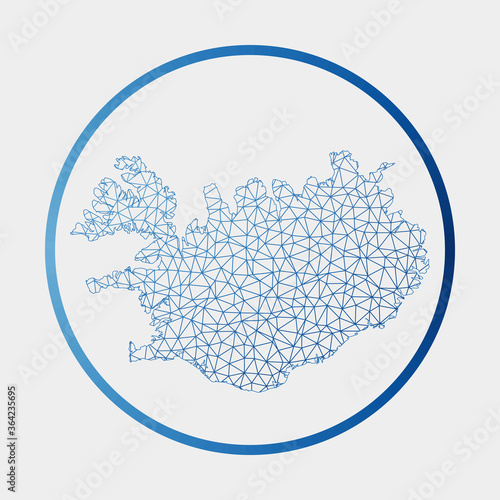 Iceland icon. Network map of the country. Round Iceland sign with gradient ring. Technology, internet, network, telecommunication concept. Vector illustration.