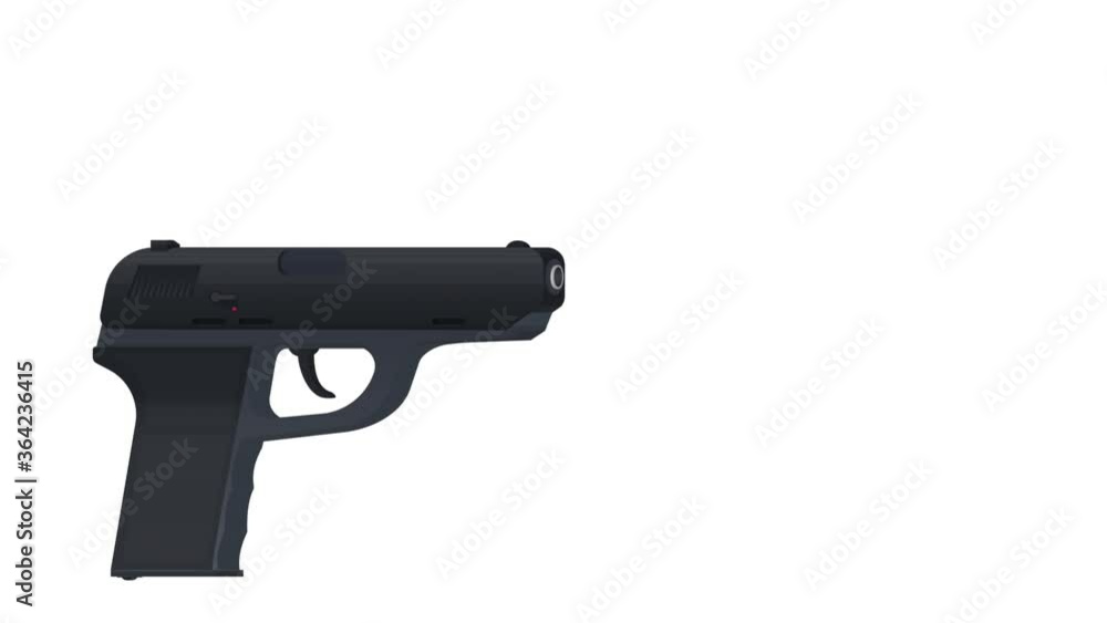 Pistol. The firing animation of the weapon, the alpha channel is enabled. Gunshot, cartoon Pistol. The firing animation of the weapon, the alpha channel is enabled. Gunshot, cartoon