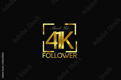 41K, 41.000 Follower Thank you Luxury Black Gold Cubicle style for internet, website, social media - Vector