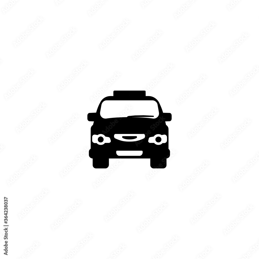 Police Car Flat Vector Icon. Isolated Oncoming Police Car Illustration