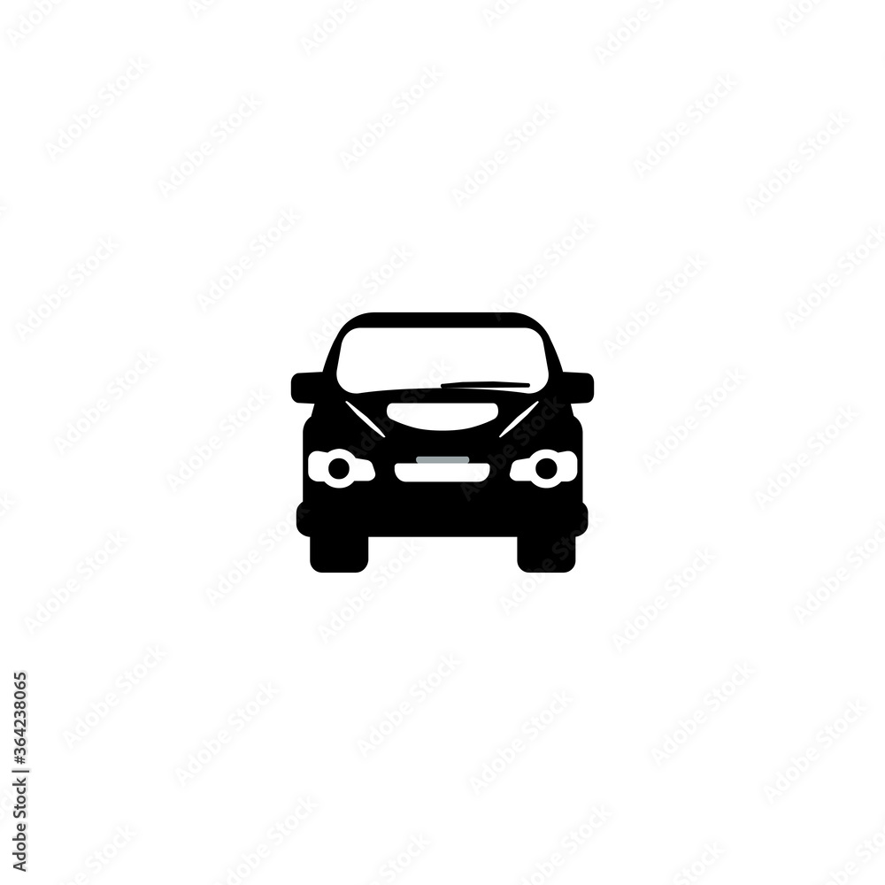 Oncoming Car Flat Vector Icon. Isolated Car Front Illustration