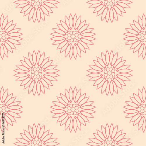 Floral seamless print. Pale pink pattern on beige background © Liudmyla