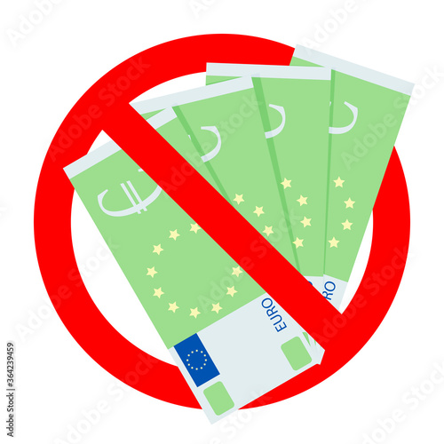 Banned corrupted euro cash. Vector forbidden and prohibited