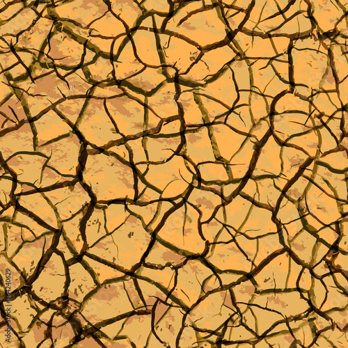 Realistic cracked earth after drought, dry dirt seamless pattern