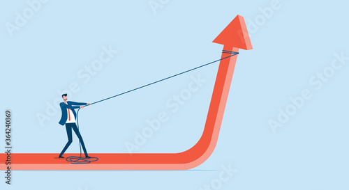 Flat vector business man fighting with finance crisis and make business profit concept