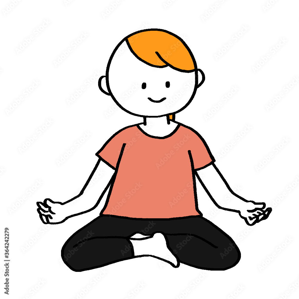 ヨガ5　安楽座のポーズ　金髪