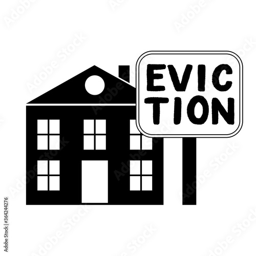 House with foreclosure red label Eviction. Vector