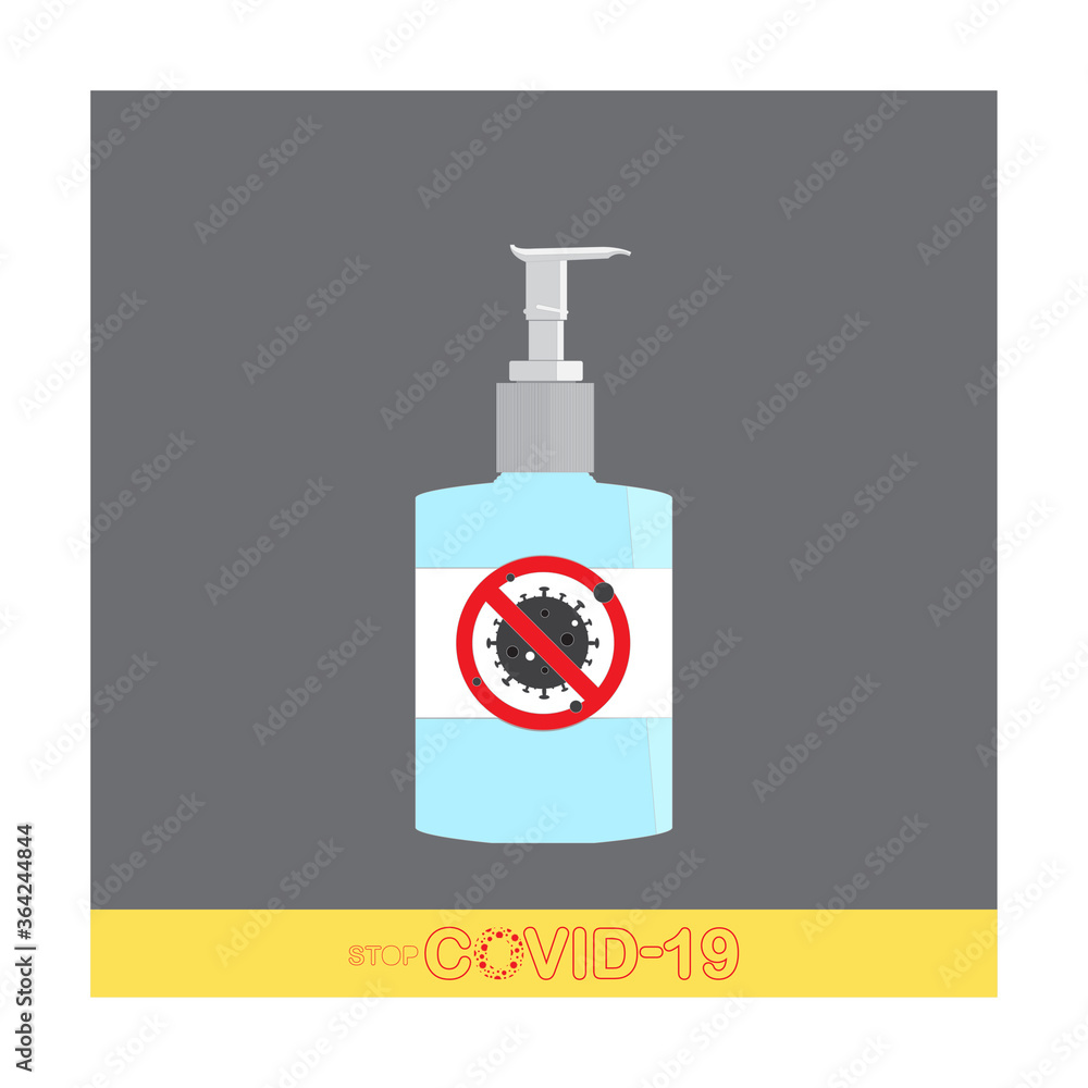 Hand sanitizer prevent virus and plague infection, prevent COVID-19 virus, COVID-19 illustration. Hand sanitizer prevent virus and plague infection, prevent COVID-19 virus, COVID-19 illustration.