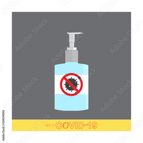 Hand sanitizer prevent virus and plague infection, prevent COVID-19 virus, COVID-19 illustration.