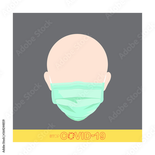 Surgical mask prevent virus and plague infection, prevent COVID-19 virus, COVID-19 illustration.