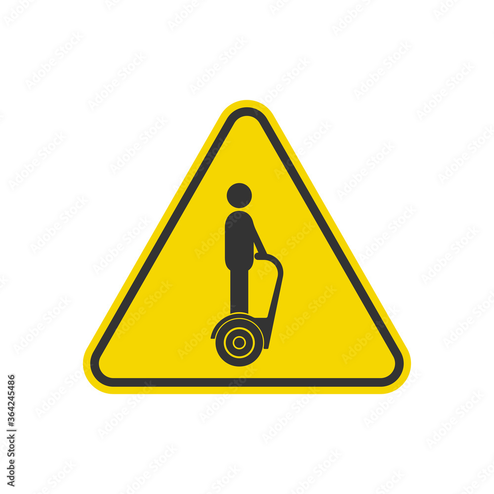 Segway attention sign. Caution symbol modern, simple, vector, icon for website design, mobile app, ui. Vector Illustration