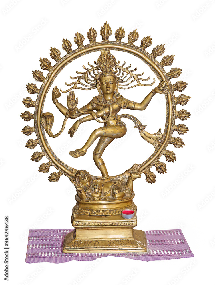 Gold Hindu Shiva statue isolated