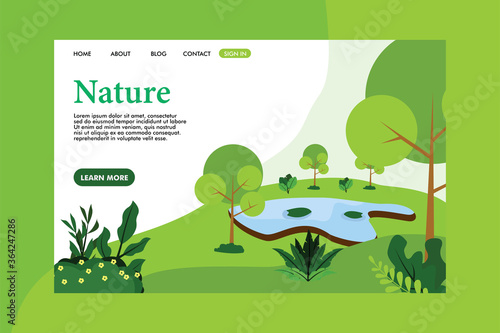 Landing page with nature concept Vector