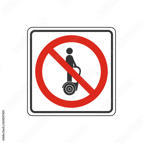 Personal mobility devices prohibited sign. No Segway symbol modern, simple, vector, icon for website design, mobile app, ui. Vector Illustration