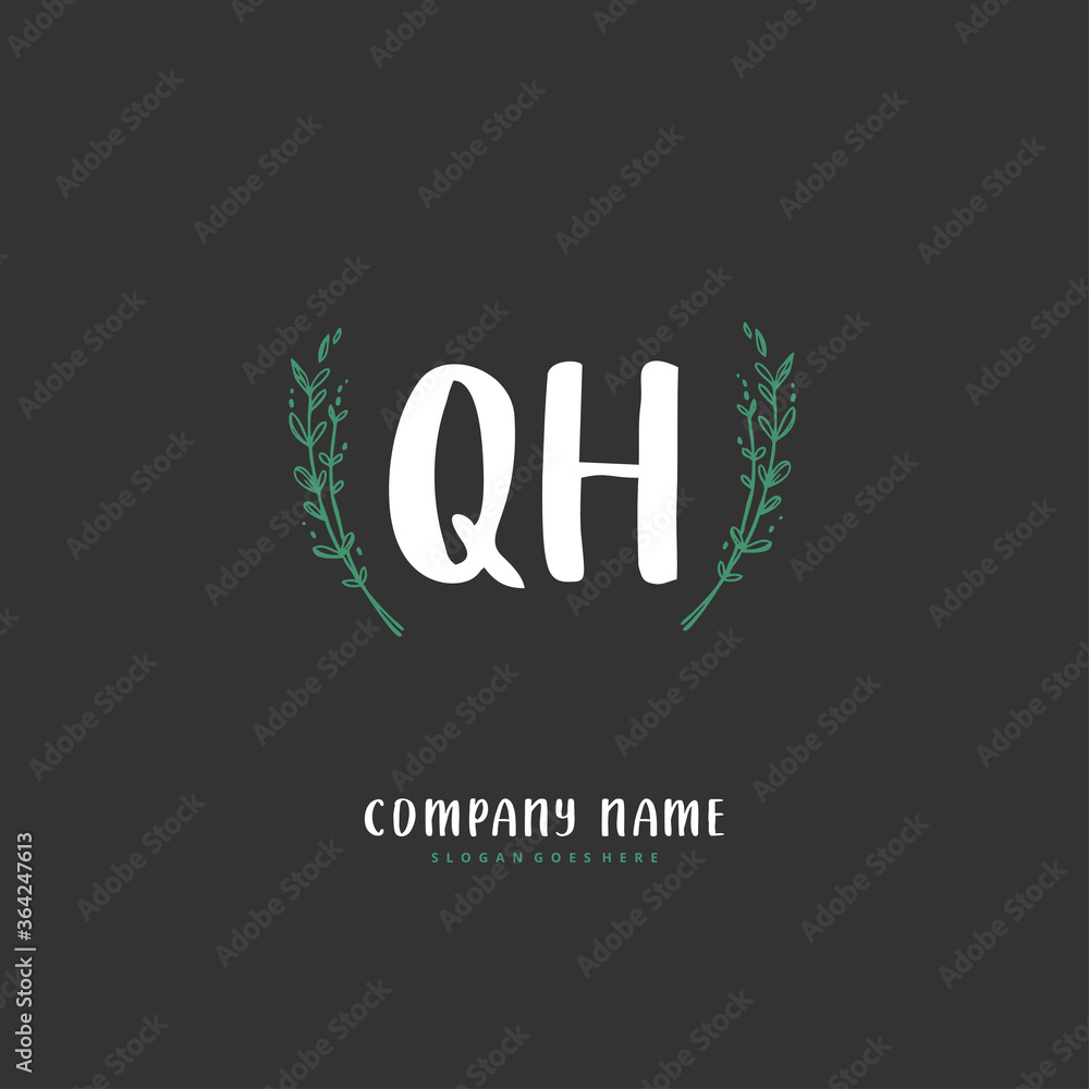 Q H QH Initial handwriting and signature logo design with circle. Beautiful design handwritten logo for fashion, team, wedding, luxury logo. Q H QH Initial handwriting and signature logo design with circle. Beautiful design handwritten logo for fashion, team, wedding, luxury logo.