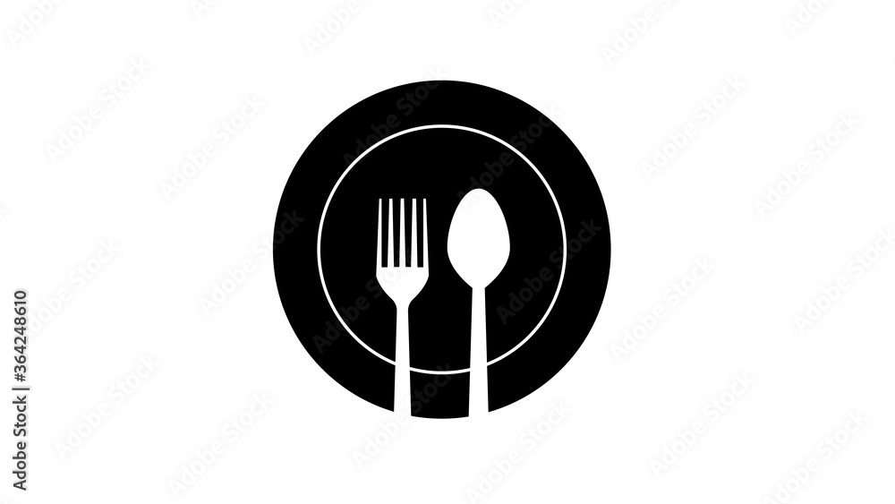 Plate, fork and knife line icons illustration Plate, fork and knife line icons illustration