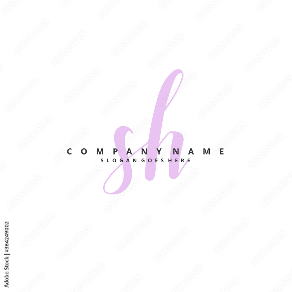 S H SH Initial handwriting and signature logo design with circle. Beautiful design handwritten logo for fashion, team, wedding, luxury logo.